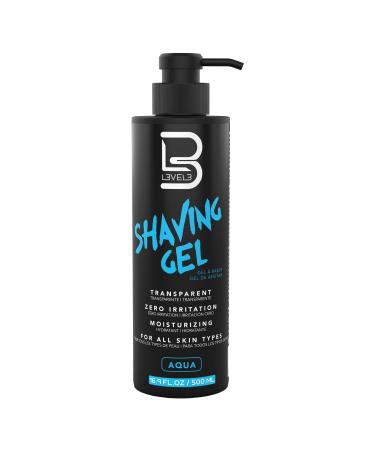 Level 3 Shaving Gel - Straight Razor Shave Gel - Non-Irritating - Refreshing Smell L3 - No Hot Towel Necessary - Level Three Razor Gel (Aqua)