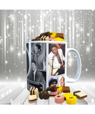 Rock n Roll Greats of 50s & 60s Personalised Music Icon Mug with Choice of Sweets Gift - Buy Online on SooperMarket.com