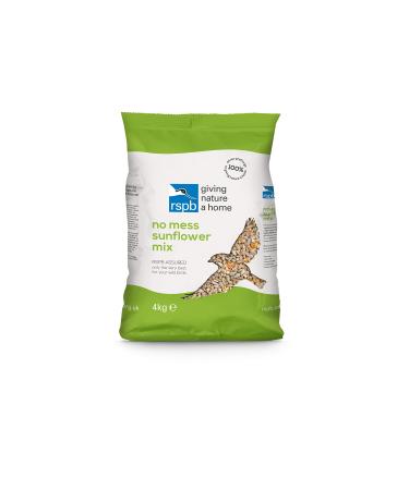 RSPB No Mess & No Waste Sunflower Mix Wild Bird Food 4Kg High in Energy & Protein Great For Bird Feeders Supporting The RSPB Charity Resealable & Recyclable Packaging Single