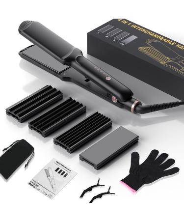 Hair Crimpers and Wavers Crimper Hair Tool Hair Volumizing Iron with Titanium Ceramic Plates Fast Heated Styling Tools for Women Dual-Voltage Crimping Iron