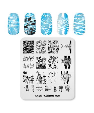Alexnailart Nail Art Stamping Plates Image Template Wave Water ripple Plant Word Pattern Design Stamper Nail Art DIY Print Manicure Nail Art Stencil Tools FA060