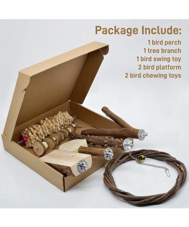 LIMIO 7 PCS Bird Parrot Swing Chewing Toys - Natural Wood Perch and Cage Toys for Small Parakeets, Cockatiels, Conures, Finches, Budgies, Parrots, Love Birds - Buy Online on SooperMarket.com