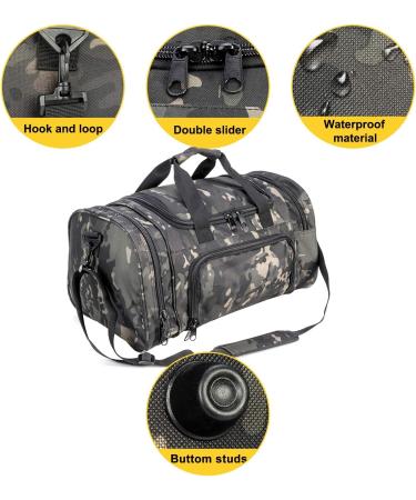 PANS Military Waterproof Duffel Bag with Shoes Compartment - Black Multicam | Tactical Outdoor Gym Bag for Sports Travel & Camping - Buy Online on SooperMarket.com