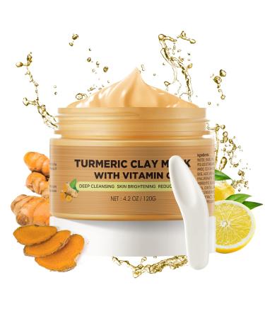 Clay Mask Turmeric Face Mask Skin Care  Vitamin C Clay Mask for Dark Spots  Facial Masks for Women  Blackhead Remover Mask Clay Facial Mask Deep Cleansing Face Mask Beauty Mud Mask for Pore Acne 4.2OZ