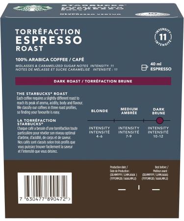 Starbucks By Nespresso Espresso Roast Coffee Pods Dark Roast Nespresso Vertuo Line Compatible Capsules 10 Coffee Pods - Buy Online on SooperMarket.com