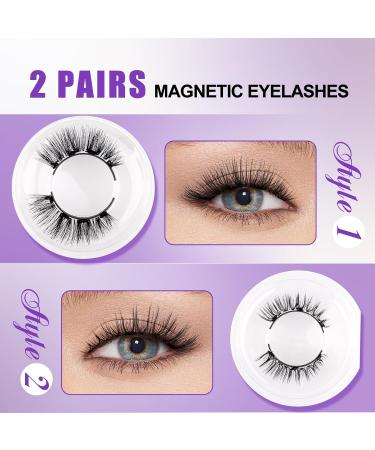 Magnetic Lashes 2 Pairs Reusable Magnetic Eyelashes with Applicator No Glue Magnetic Eye lashes Natural Look without Eyeliner Magnetic Lashes Kit(magnetic lashes-DWSP+N07) CX-DWSP+N07 - Buy Online on SooperMarket.com