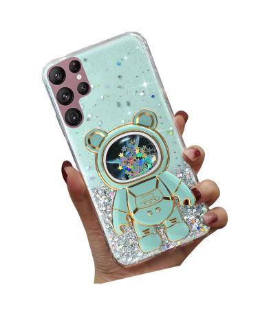 Tivenfezk Nadoli for Samsung Galaxy S23 Ultra Treisand B r Astronaut Hidden Stand Shell cartoon glitter astronaut stand soft silicone bling cell phone case transparent protective cover samsung galaxy s23 ultra green