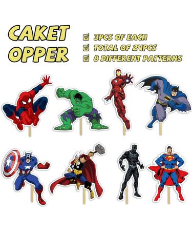 48pcs Superhero Cupcake Toppers & Wrappers - Birthday Party Cake Decorations - Buy Online on SooperMarket.com