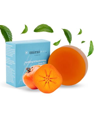 Mirai Clinical - Persimmon Soap Bar for Body  Mirai Soap Persimmon  Persimmon Soap  Persimmon Extract Soap  Japanese Body Odor Soap  Green Tea Extract for Eliminating Nonenal Body Odor  Deodorant Soap Bar for Men & Women...