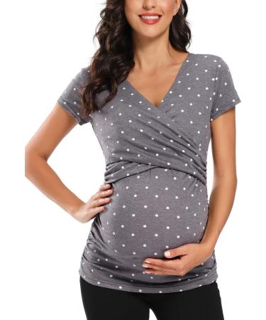 Love2Mi Maternity Nursing Shirt XL Short Sleeve V-Neck - Flower45 Print | Breastfeeding T-Shirt for Pregnancy - Buy Online on SooperMarket.com