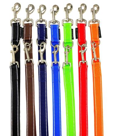 Dog leash reflective large dogs double linen 2m / 2.40m / 2.80m / 3.50m / 5m adjustable made in Germany (orange 20mm 3.50m) orange 20mm 3.50m