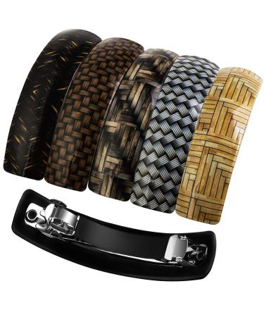 Elcoho 6 Pack Retro Large Hair Barrettes Simple Automatic Hair Clip French Clip Barrettes for Women Ladies 6 Colors (Colors D)