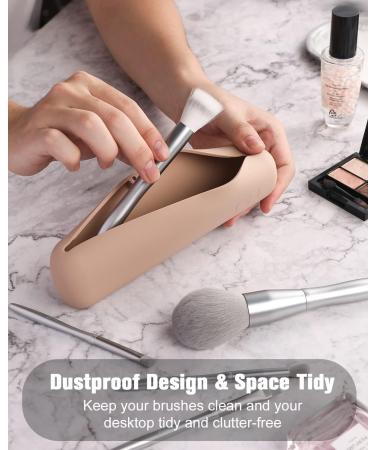 FERYES Makeup Brush Holder - Portable Magnetic Closure Silicone Organizer for Travel - Khaki - Buy Online on SooperMarket.com