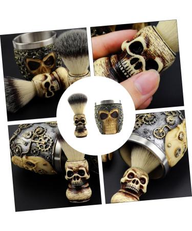 Buy Balacoo Skull Beard Brush Set - Men's Badger Shaving Brush & Mug | Premium Barber Tools for Facial Cleaning & Shaving Soap Bowl - Buy Online on SooperMarket.com