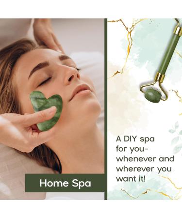 Jade Face Roller & Gua Sha Massage Tool Set - Premium Skin Care Gift for Radiant Skin - Buy Online on SooperMarket.com