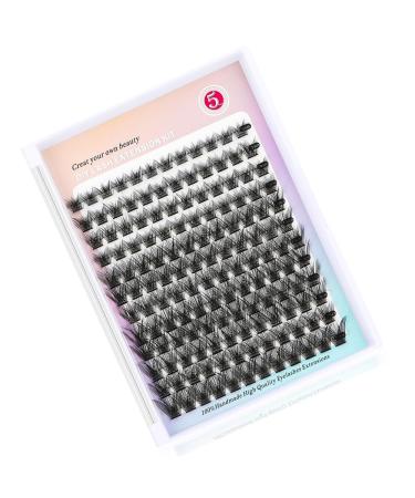 Rxuaw DIY Eyelash Extension Kit Lash Clusters 12 Rows Cluster Lashes with Glue and Tweezer for Lash Extension Beginners One