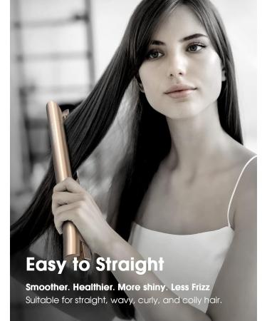 ANGENIL Nano Titanium 2-in-1 Flat Iron Hair Straightener & Curler - Fast Heating Styling Iron for All Hair Types - 1 Inch Dual Voltage - Gold - Buy Online on SooperMarket.com