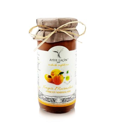ATIYE LACIN Natural Homemade Apricot Marmalade (Kayisi Marmelati) | Made by 100% Natural Hand-picked Apricots | Preservative Colorant Thickener Additive Free | No Refined Sugar | 100% Vegan | 250g