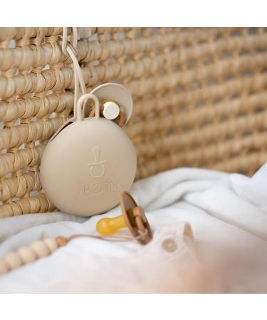 J.B rn Silicone Dummy Case | Dummy Holder Stores 3 Dummies | Easy to Clean Pacifier Holder | Easy to Attach Long Strap | Pacifier Case for Travels | Soother Holder for Newborn Stroller (Beige) - Buy Online on SooperMarket.com