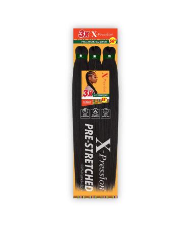 Sensationnel X-pression Prestretched Braiding Hair - Kanekalon Flame Retardant Smooth Yaki Braid Hair Extension 3X 58 Inch (1 pack  SM1B/27)
