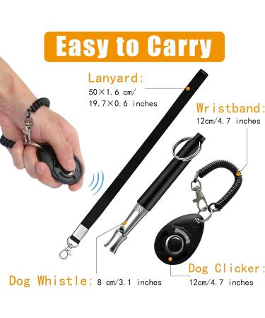Professional Dog Whistle and Dog Clicker Set Supersonic Dog Training Whistle for Recall with Black Lanyard Adjustable Frequency Puppy Clickers for Training Stop Barking Pet Obedience(2 Pieces) - Buy Online on SooperMarket.com