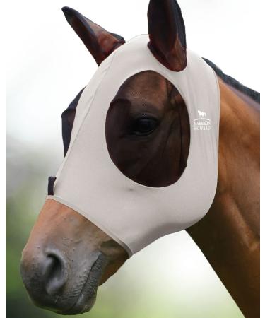 Harrison Howard fly mask for horses super comfortable elastic with ear-UV protection small horse gentle gray size M COB (medium) gentle gray