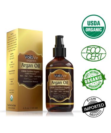 VoilaVe Organic Moroccan Argan Oil - Skin, Nails & Hair Growth - Face Moisturizer with Vitamin E - Women's Face & Neck Lotion - Buy Online on SooperMarket.com