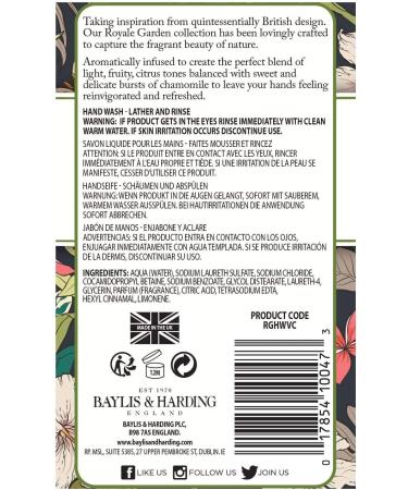 Baylis & Harding Royale Garden Hand Wash Bundle - 6 Peach Peony & Jasmine + 6 Verbena & Chamomile (12 x 500ml) - Vegan Friendly - Buy Online on SooperMarket.com