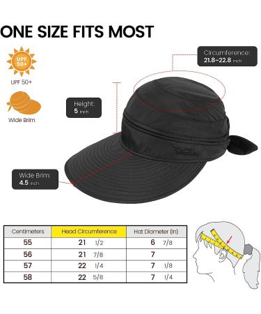 Simplicity Women's UPF 50+ UV Sun Protective Convertible Beach Visor Hat in Black - Buy Online on SooperMarket.com