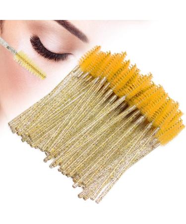 Disposable Eyelash Brushes 50 Pieces Nylon Make-up Brushes Mascara Sticks Eyelashes Eyebrows Disposable Portable Brush (Yellow) - Buy Online on SooperMarket.com