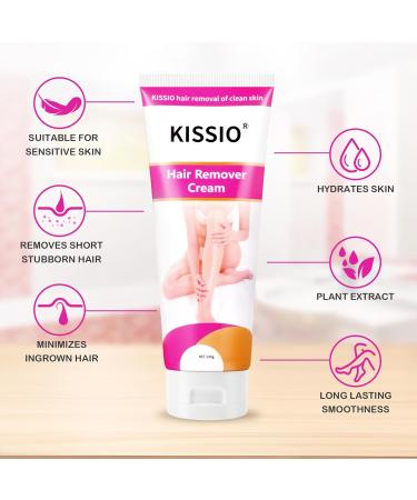 KISSIO Hair Removal Cream - Gentle Hair Remover for All Skin Types | Underarms Arms Legs & Bikini Area | Moisturizing Citrus & Papaya Formula | 4.94 oz - Buy Online on SooperMarket.com