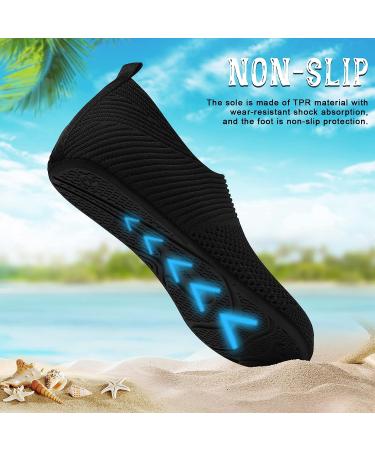 ANLUKE Women's Men's Water Shoes: Barefoot Quick-Dry Aqua Socks for Beach Swim Surf - Size 8.5-9.5 Women/7.5-8 Men - Abldblack - Buy Online on SooperMarket.com