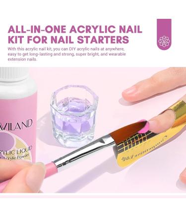 Saviland Acrylic Nail Kit with 3 Colors Powder & Liquid Set - Non-acid PH Bond, Top Gel, False Nails, Glue, and Forms - Complete Starter Kit for DIY Home Nail Art - Buy Online on SooperMarket.com