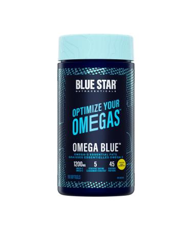 Blue Star Nutraceuticals OMEGA BLUE - Omega-3 Essential Fatty Acids w/Vitamin E | High Concentrated and Lab Tested | Support Good Health Cognitive Function Skin and Hair - 90 Softgels