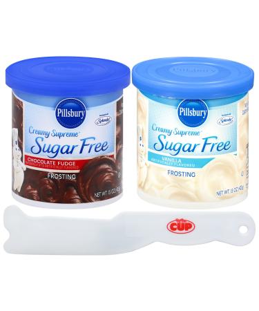 Pillsbury Sugar-Free Frosting Bundle, Chocolate and Vanilla (Pack of 2) with By The Cup Frosting Spreader