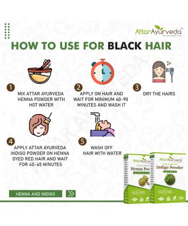 Attar Ayurveda Natural Dye for Black Hair - Henna & Indigo Combo Pack (400g) - Herbal Hair Color Solution - Buy Online on SooperMarket.com