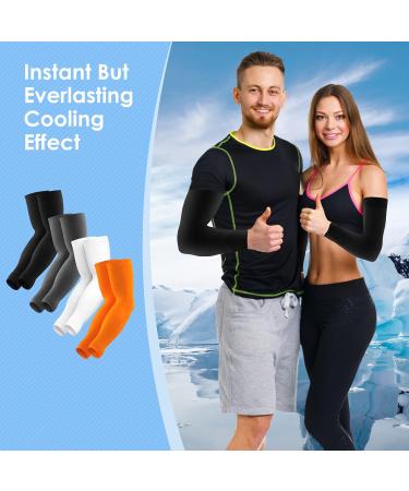 Feugoant Compression Arm Cups for Men & Women - UV Protection Cooling Sports Sleeves (4 Pairs) - Black White Gray Orange - Laundry Bag Included - Buy Online on SooperMarket.com
