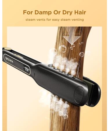 Wavytalk Wet to Straight Titanium Flat Iron - 1.7 Inch Professional Straightener with Dual Voltage & 50% More Protection - Black - Buy Online on SooperMarket.com