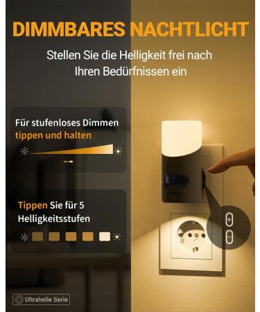 Buy Lyridz Dimmable Night Light Socket - 2-Piece LED Warm White Lamp with Motion Sensor & 3 Modes for Bedrooms Kitchen & Hallway | Ultra-High 2700K Lighting - Buy Online on SooperMarket.com