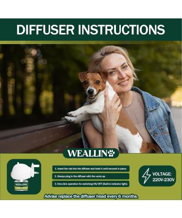 WEALLIN Calming Diffuser for Dogs Anxiety Relief 3-in-1 Dog Calming Plug In with 1 Diffuser +2 Refill 48ml Vial for 60-Day Use Calming Dog and Anxiety Relief Dog 1 diffuser 2 refills - Buy Online on SooperMarket.com