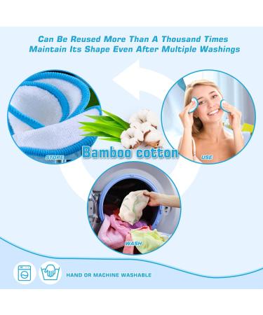 Samtone Reusable Makeup Remover Pads 20 Pack with Laundry Bag - Organic Face Cleansing Rounds for Toner - Washable Eco-Friendly Bamboo Cotton Pads (8cm) - Buy Online on SooperMarket.com
