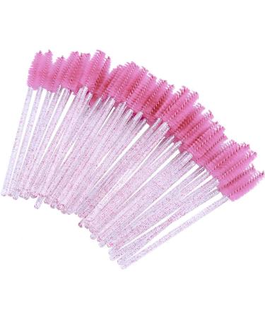 G2PLUS 200 PCS Disposable Eyelash Brushes - Pink Eyelash Spoolies for Extensions - Crystal Mascara Wands -Eyelash Extension Brush Applicator for Eyelash Extensions 200PCS Pink