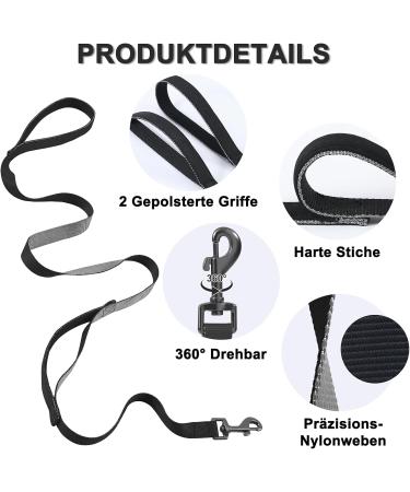 Demigreat Long Dog Leash - 1.5m 3m & 5m Training Line with Padded Handle for Small to Large Dogs - Durable Black Dog Lead - Buy Online on SooperMarket.com