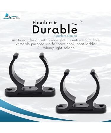 MARINE CITY Black Nylon Ladder Hooks - Pack of 2 | Easy Access Holder Bracket for Boats & Yachts | Light Weighted & Best Grip 1-1/2 Inches Pole Storage Clip - Buy Online on SooperMarket.com