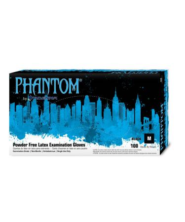 Adenna PHM915 Phantom 6 mil Powder-Free Latex Gloves Medical Grade Black Medium Box of 100
