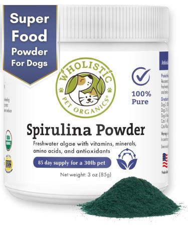 Wholistic Pet Organics Spirulina for Dogs: Organic Spirulina Powder Superfood Dog Multivitamin - Nutrient and Mineral Rich Spirulina Supplement - 4 Oz