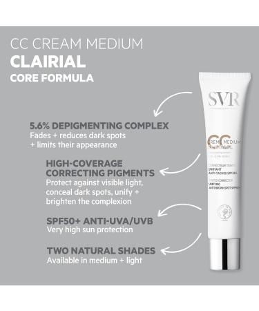 SVR CLAIRIAL CC Cream SPF50+ 3-in-1 Tinted Brown Spot Corrector 40ml Medium - High UVA UVB Protection - Buy Online on SooperMarket.com