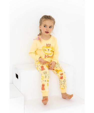 Artie Baby Girls 100% Cotton Long Sleeve Pyjamas for Kids | Set of 2 Footless Pajamas | Comfortable Nightwear for Children 12M-8Y | 5-6 Years, Yellow - Buy Online on SooperMarket.com