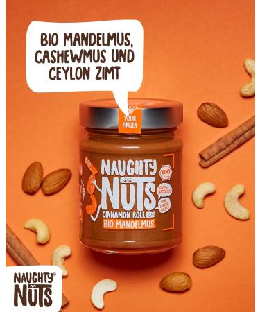Naughty Nuts Bio Mandelmus Cinnamon Roll - 100% Natural & Vegan Almond-Cinnamon Spread | No Palm Oil & Sugar | Perfect Topping for Muesli | 250g - Buy Online on SooperMarket.com