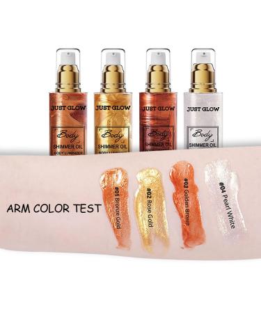 Shimmer Body Oil - Waterproof Liquid Luminizer for Face & Body | Gold Glow Illuminator & Moisturizer | Highlighter Makeup (1 Count - Buy Online on SooperMarket.com